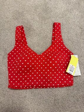 NWT All in Motion Red Heart Print Longline Bra Size XS